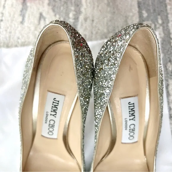 NIB Jimmy Choo Romy 85 Glitter Pointy Toe Pumps - Picture 8 of 12